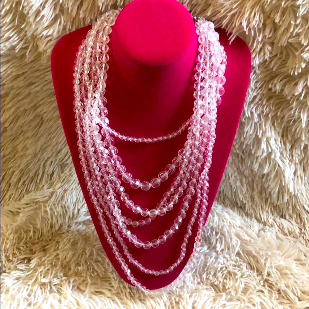 Clear multi strand statement necklace